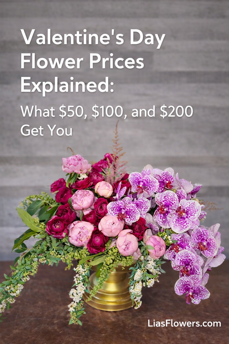 Valentine’s Day Flower Prices: What $50, $100, and $200 Get You – Lia's ...