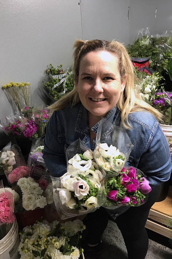 Lia Naimy of Lia's Flowers at work