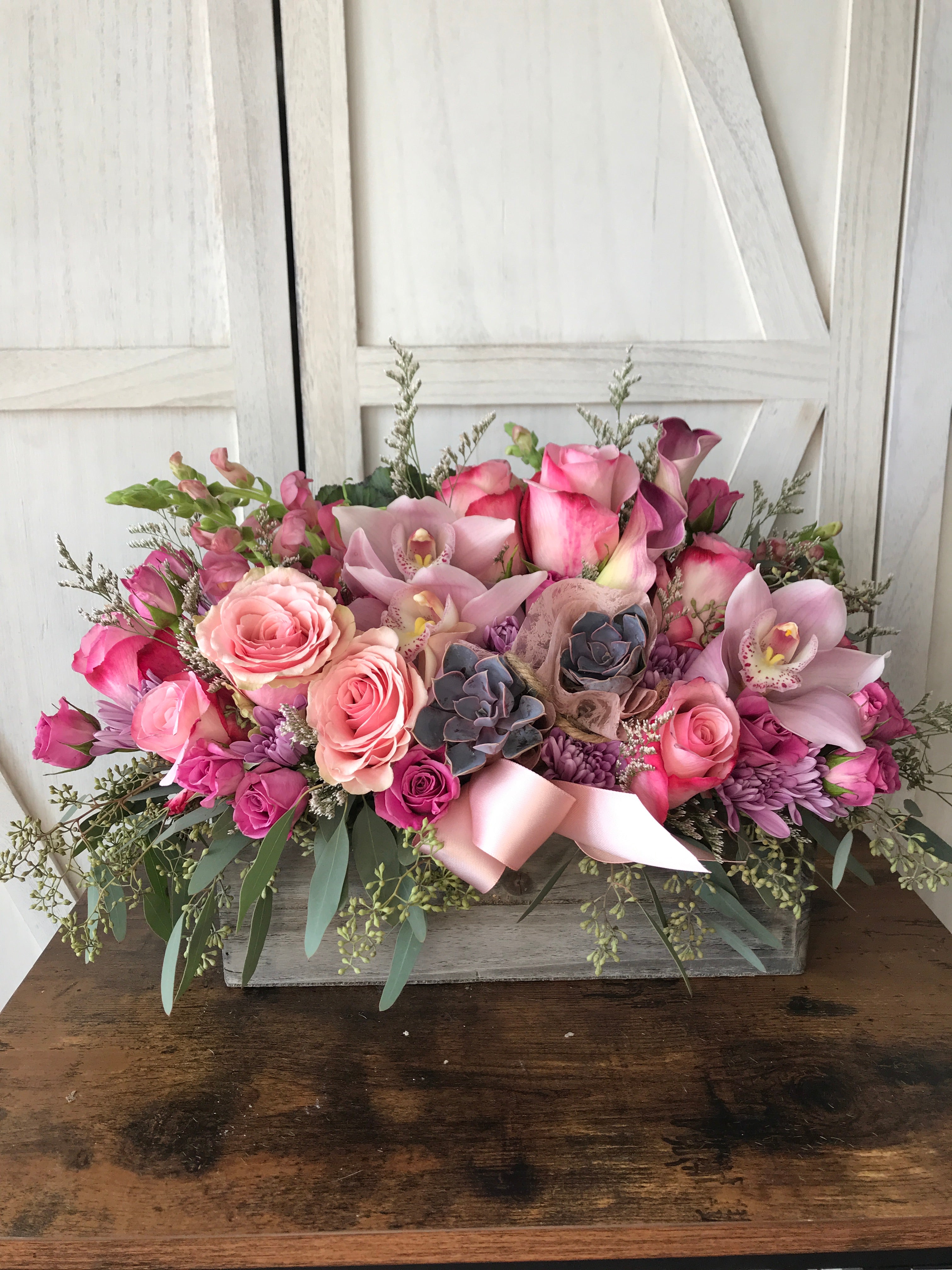 pink rose succulent garden Succulent Arrangement
