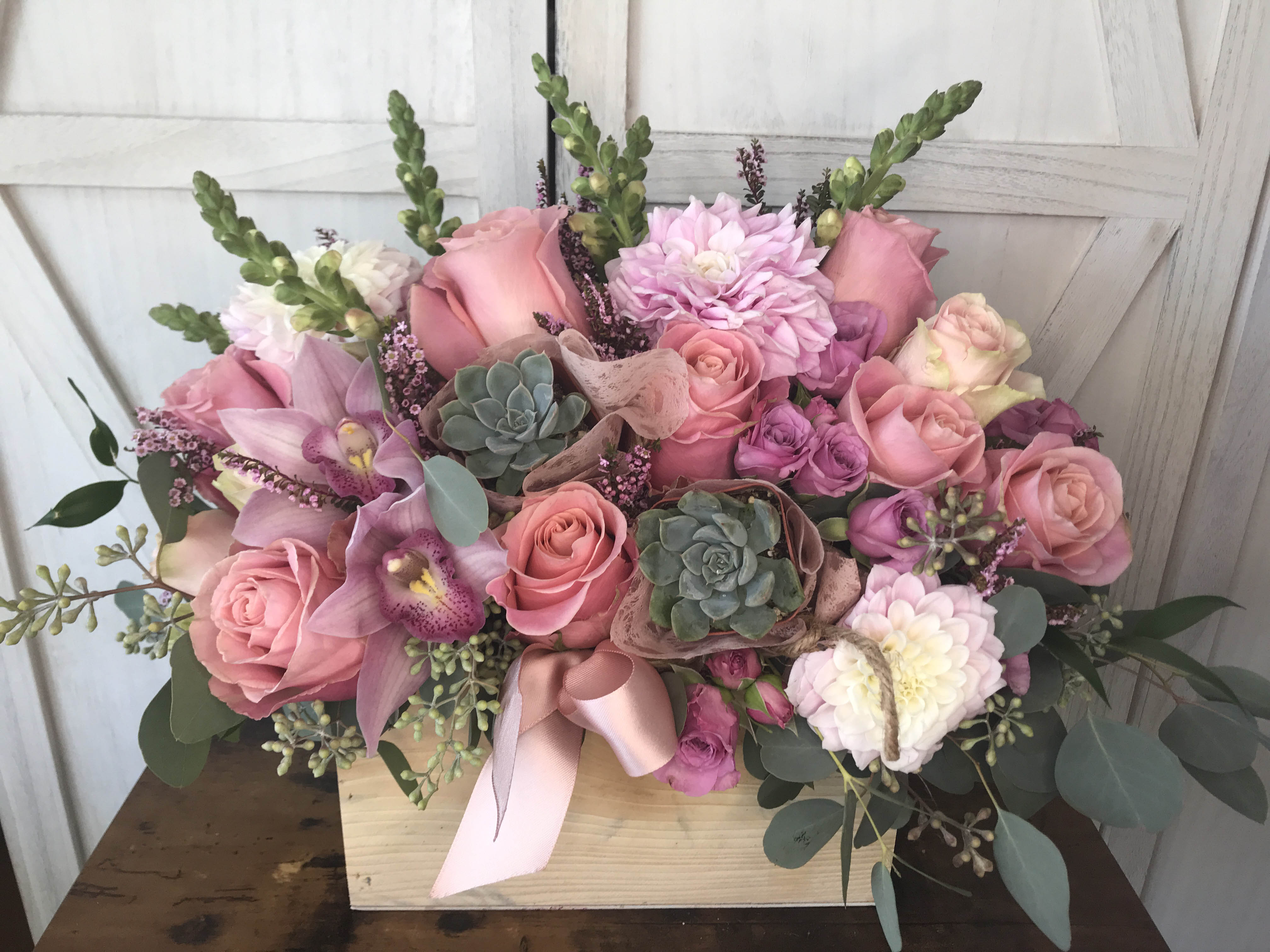 peony and succulent bouquet Succulent Arrangement