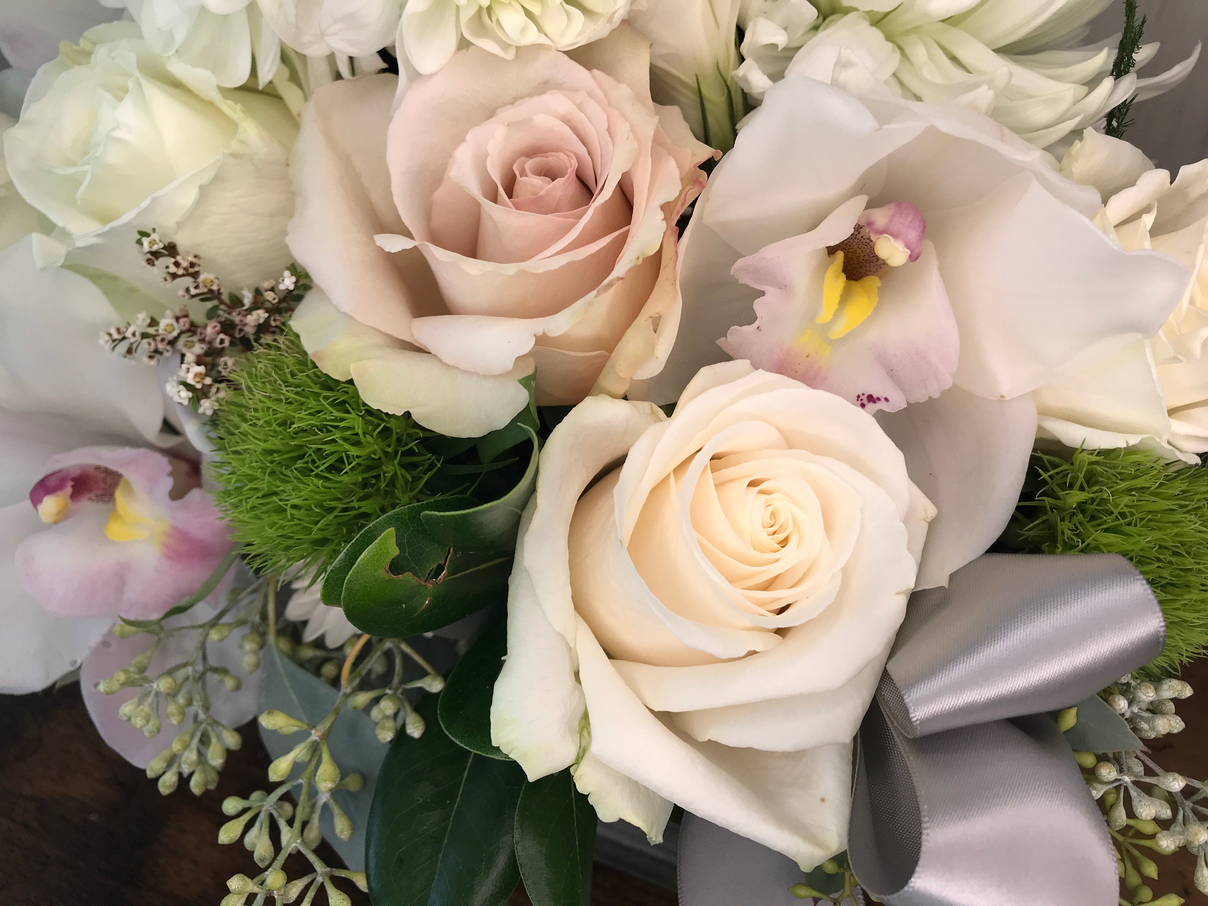 white lily and pink rose wedding bouquet Lillian Flower Arrangement