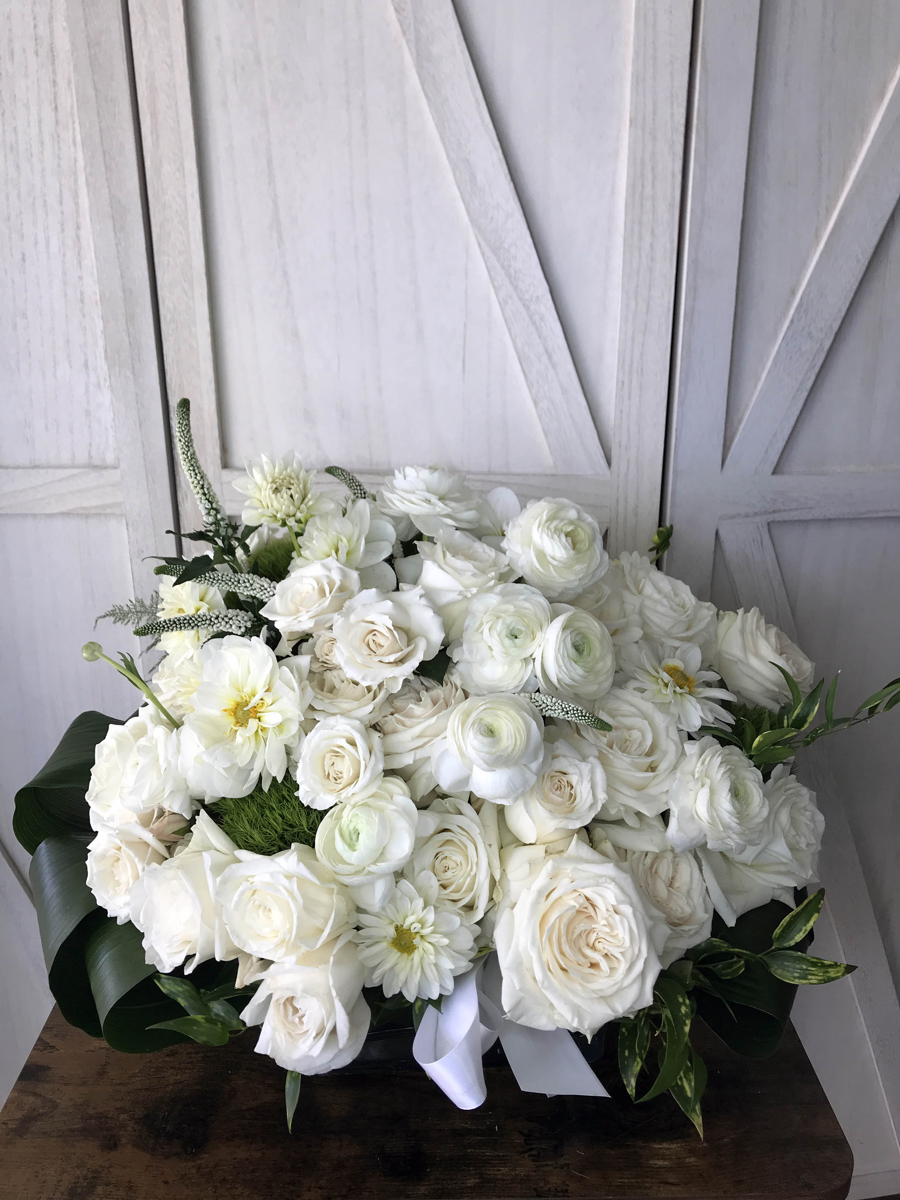 white roses and lilies arrangements Simple Stunner Flower Arrangement